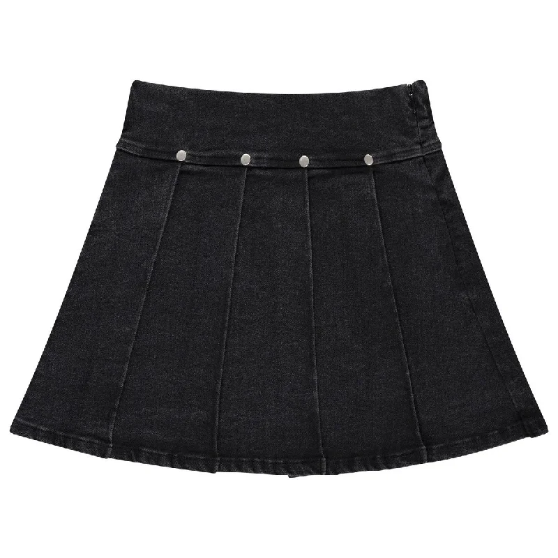 Jaybee Black Denim Pleated Skirt