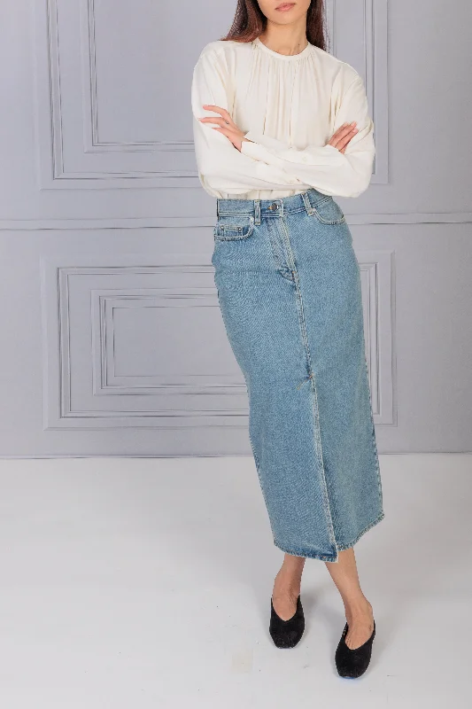 LouLou Studio | Rona Denim Long Skirt