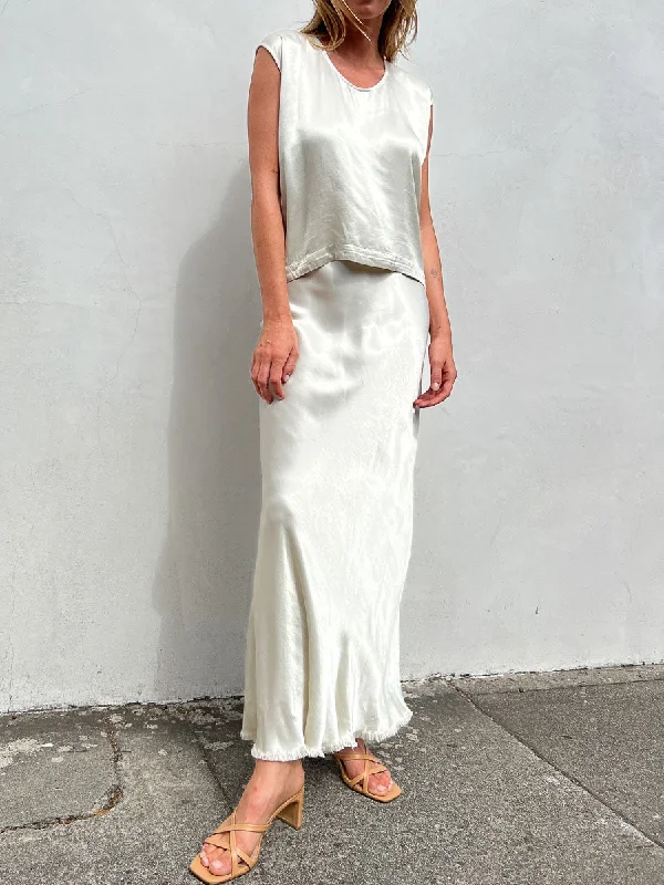 Bernie Skirt in Vintage Satin - Oyster