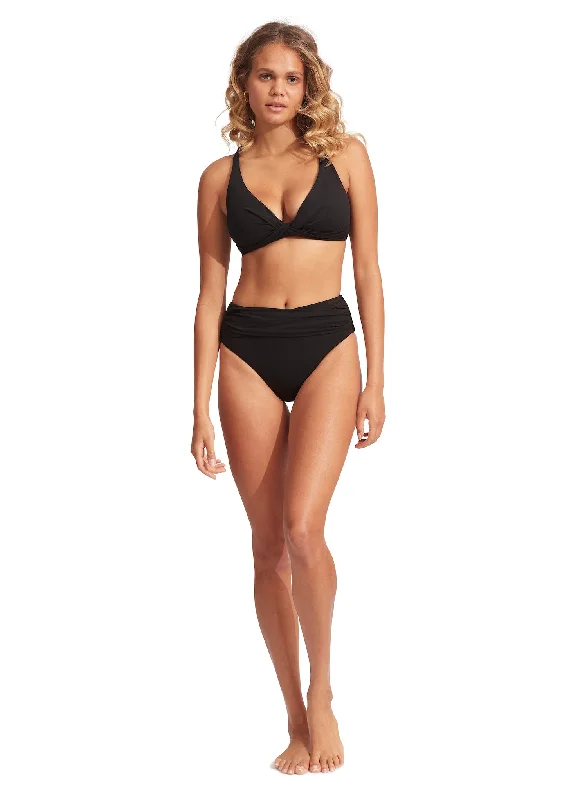 Seafolly High Waist Wrap Front Pant - Black