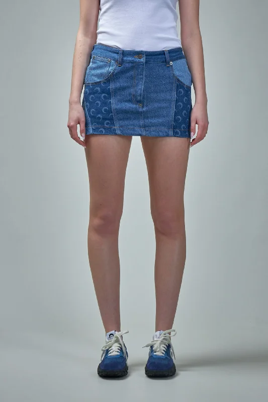 Regenerated Denim Mini Skirt