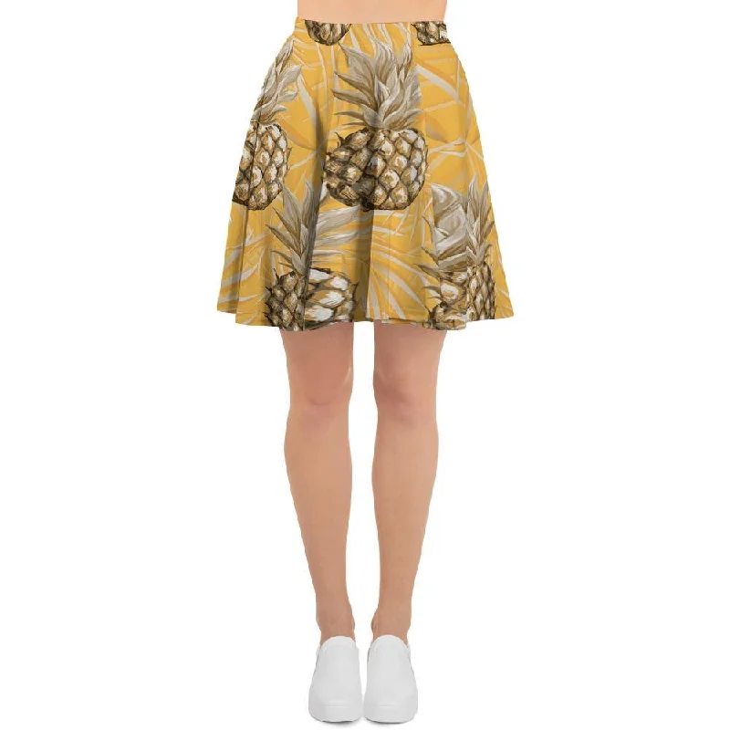 Yellow Hawaiian Pineapple Print Women's Skirt