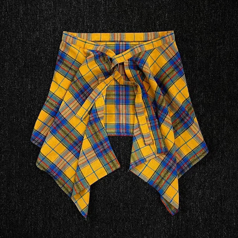 Yellow Plaid Tie Skirt