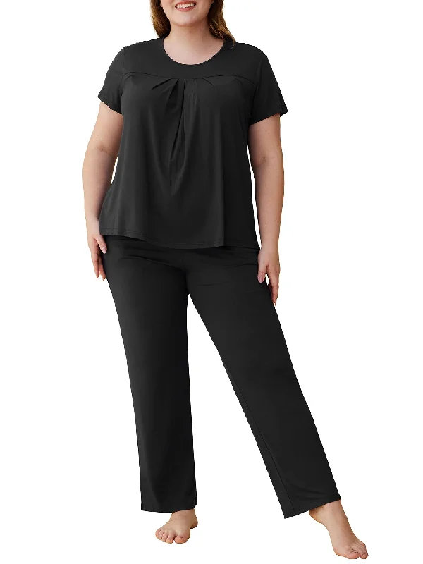 Women's Plus Size Pajama Set Soft Viscose Tops Pants Sleepwear