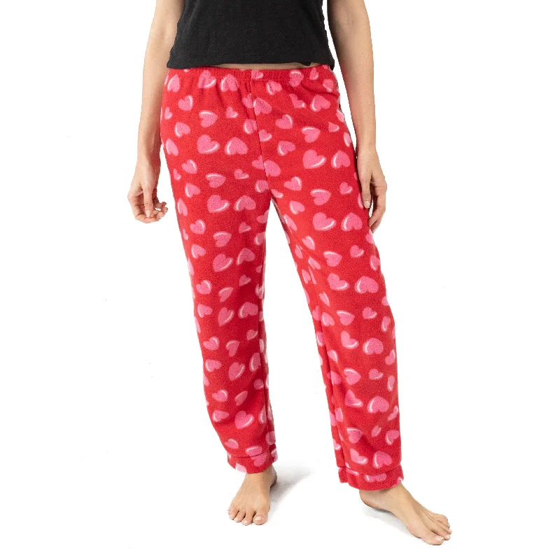 Womens Fleece Pajama Pants Heart